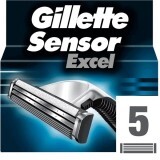 Rezerve pentru aparatul de ras - Gillette Sensor Excel, 5 bucăți, P&G