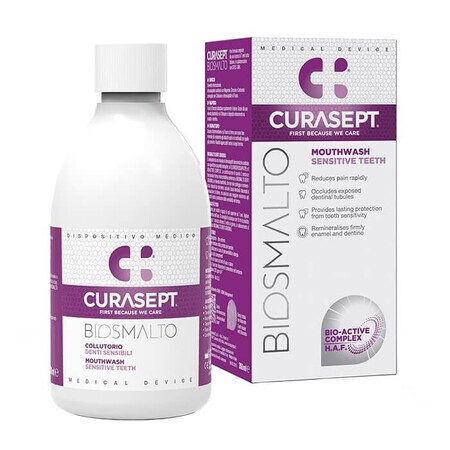 Apa de gura pentru dinti sensibili Biosmalto, 300 ml, Curasept