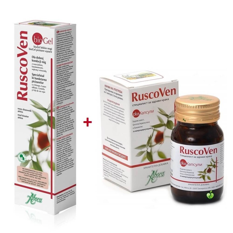 Ruscoven plus, 50 capsule + Ruscoven gel bio, 100 ml, Aboca recenzii