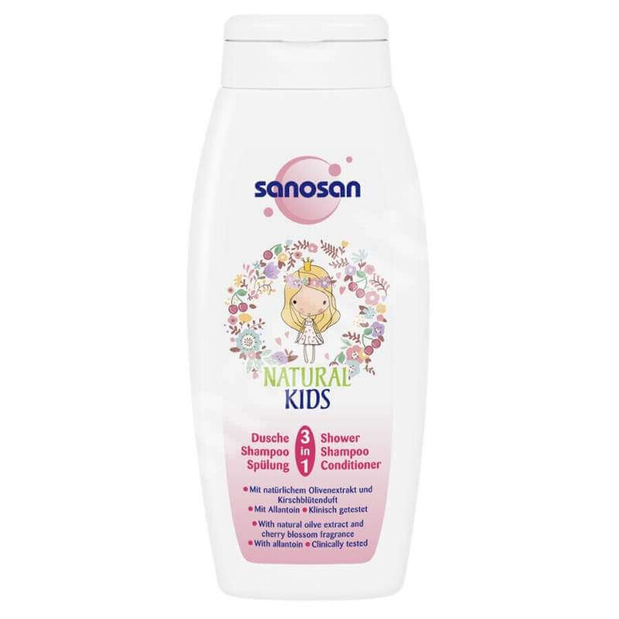 Sampon, balsam si gel de dus 3in1 pentru fete, 250 ml, Sanosan