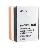Săpun natural cu argilă braziliană și fulgi de loofah Magic Touch, 130 g, Sabio