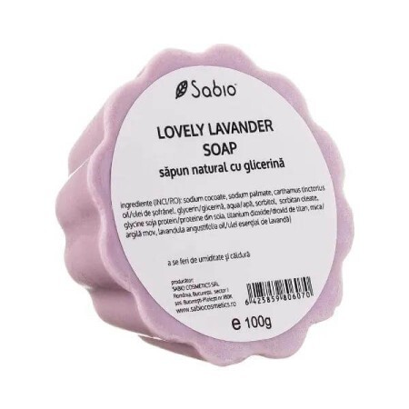Săpun natural cu glicerina Lovely Lavender, 100 g, Sabio