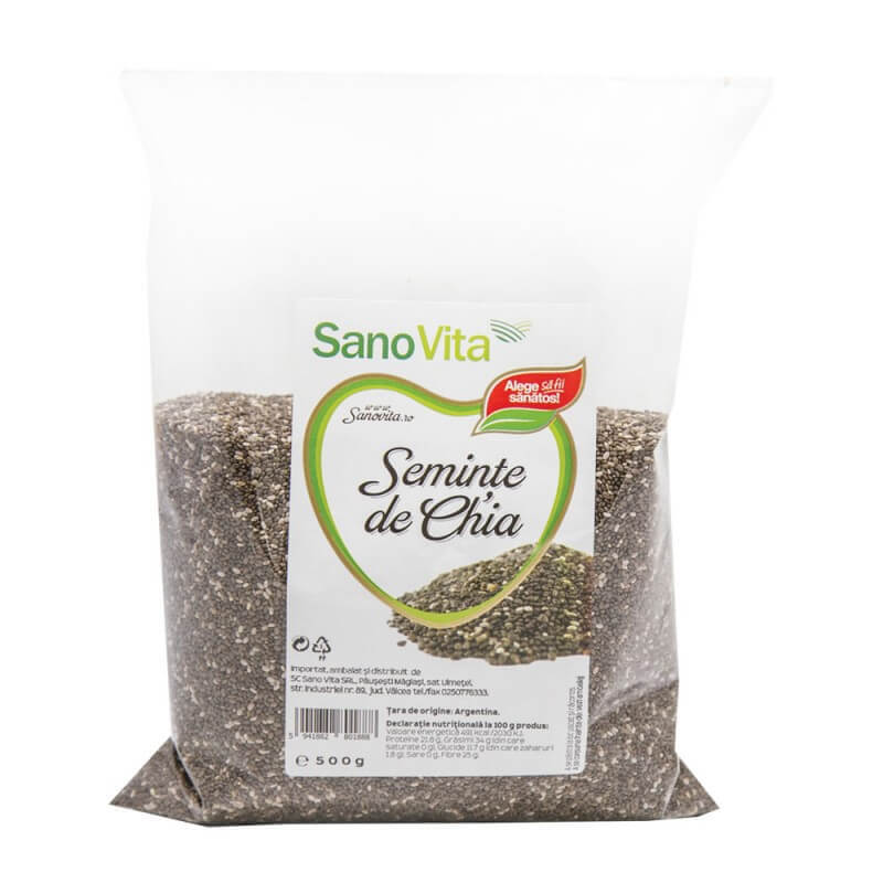 cate grame are o lingura de seminte de chia Seminte de Chia, 500 g, Sanovita