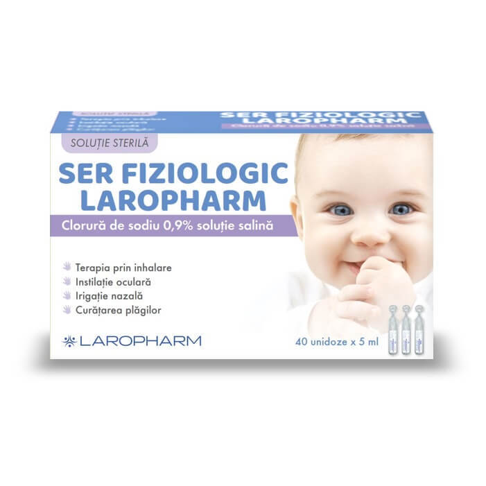 se poate pune ser fiziologic in ochi la bebelusi Ser Fiziologic, 40 unidoze x 5ml, Laropharm
