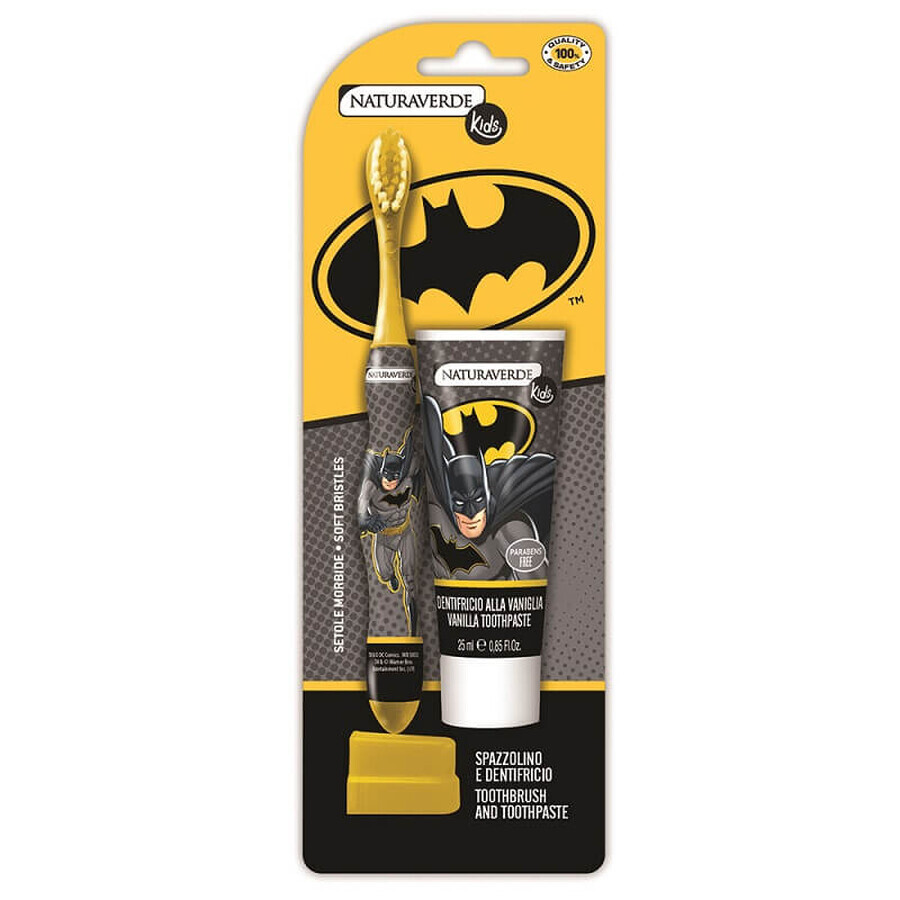 Set Periuță de dinți + Pastă de dinți Batman, 25 ml, Dentifrico