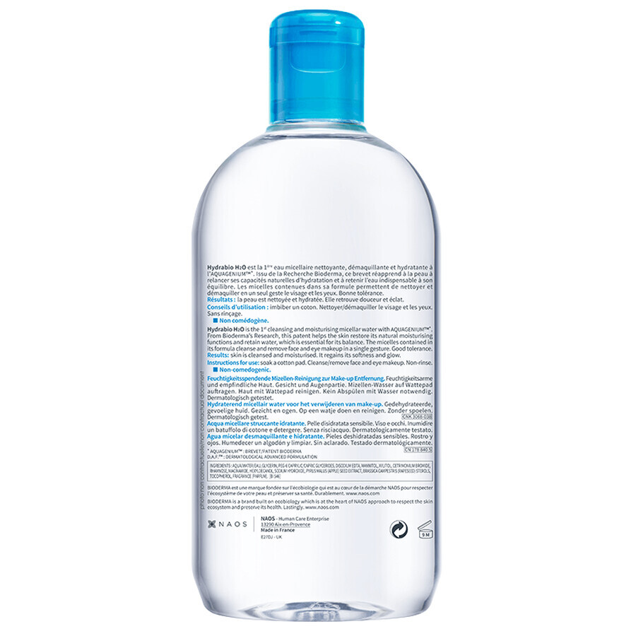 Bioderma Hydrabio H2O Hydraterende Micellaire Oplossing, 500 ml