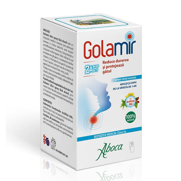 Spray pentru copii si adulti fara alcool Golamir 2Act, 30 ml, Aboca Vitamine si suplimente