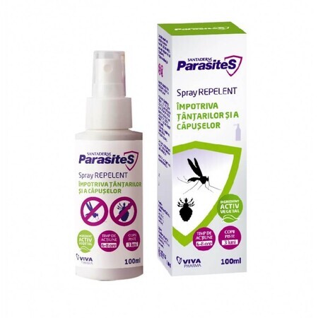 Spray repelente de mosquitos y garrapatas, Parasites Santaderm, 100 ml, Viva Pharma