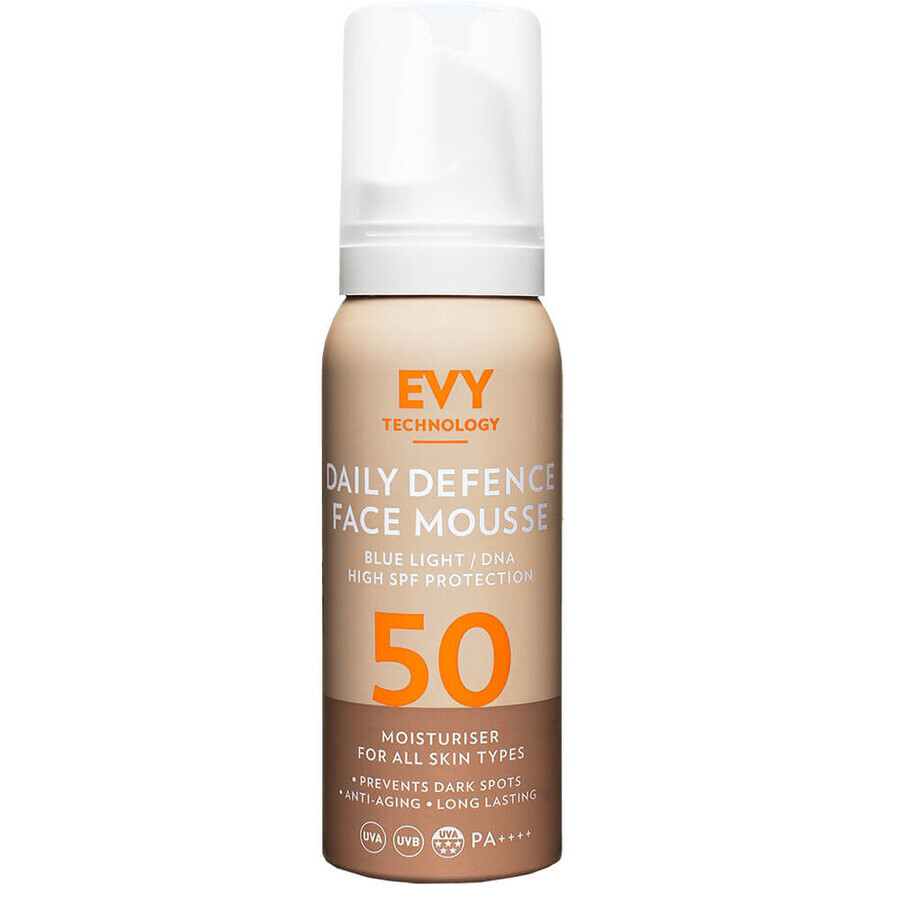 Daily Defence Unisex Face Foam SPF 50, 75 ml, Evy Technology