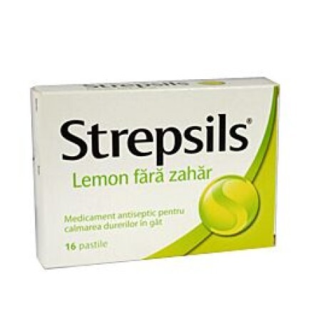 Strepsils Lemon fără zahăr, 16 comprimate, Reckitt Benckiser Healthcare