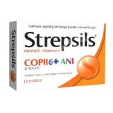 Strepsils Orange Vit C Copii 6+ ani, 12 comprimate, Reckitt Benckiser Healthcare