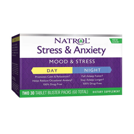 Stress & Anxiety Natrol (220207), 30 + 30 tablete, GNC