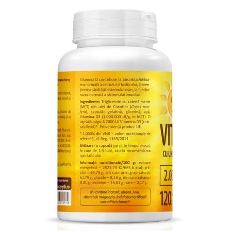 Super Vitamine D3 met kokosolie 2000IU, 120 capsules, Zenyth