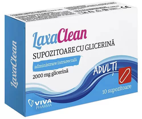 Supozitoare cu glicerină pentru adulți LaxaClean, 10 bucăți, Viva Pharma