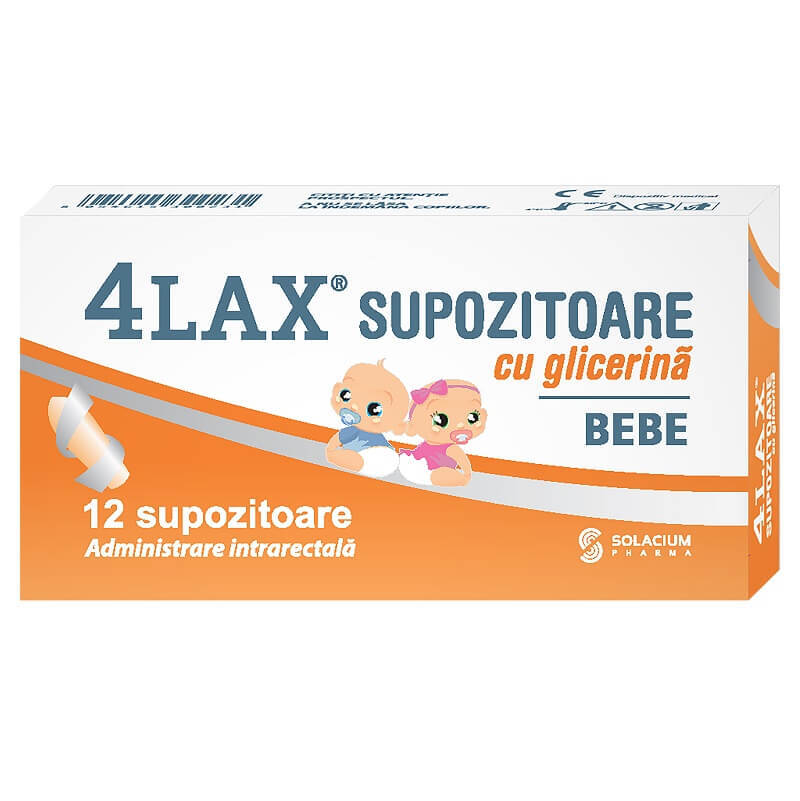 supozitoare cu glicerina bebe de 3 saptamani Supozitoare cu glicerina pentru bebelusi 4Lax, 12 bucati, Solacium Pharma