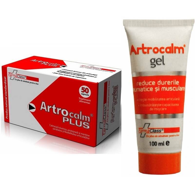 Artrocalm Plus, 50 capsule + Artrocalm gel pentru dureri reumatice și musculare, 100 ml, FarmaClass Vitamine si suplimente