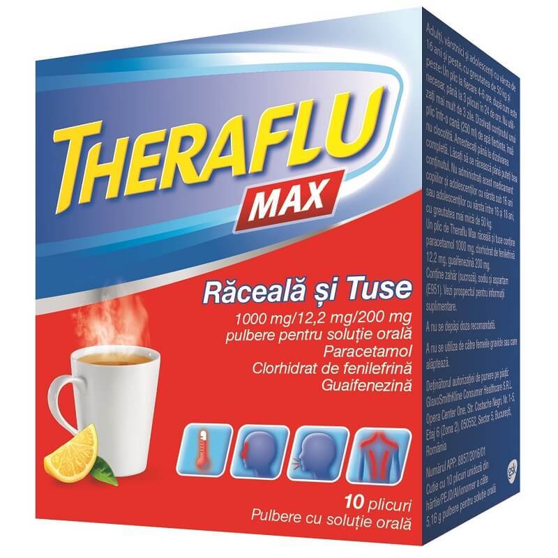 Theraflu Max răceală și tuse, 10 plicuri, Gsk