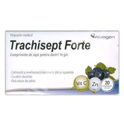 Trachisept Forte cu Vit C și Zn, 20 comprimate, Alvogen Vitamine si suplimente
