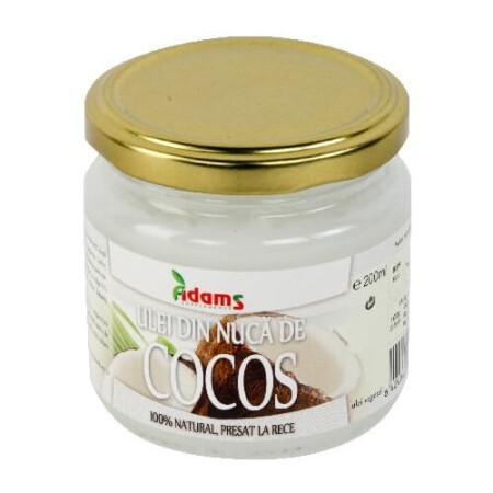 Ulei de Cocos BIO, virgin presat la rece, 200ml, Adams Vision