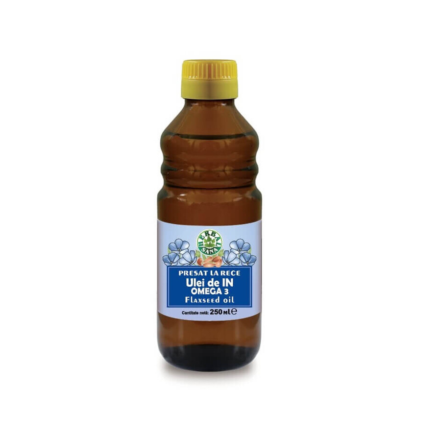 Ulei de in Omega 3 presat la rece, 250 ml, Herbavit