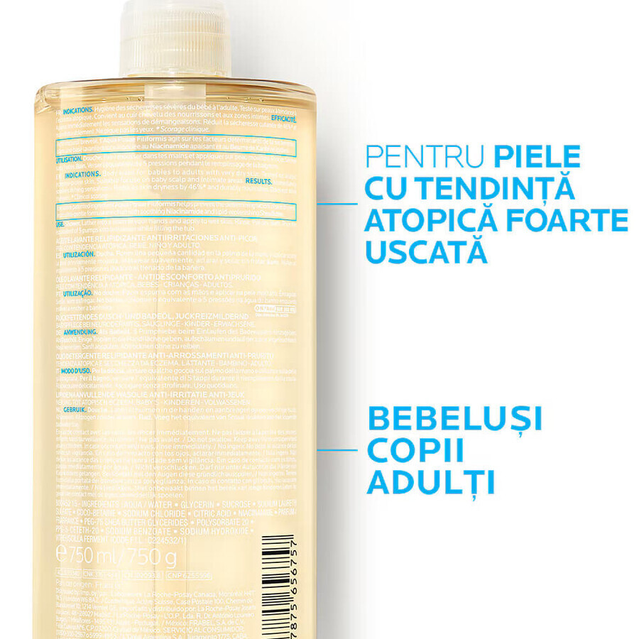 La Roche-Posay Lipikar AP+ huile nettoyante relipidante pour peaux sèches atopiques, 750 ml