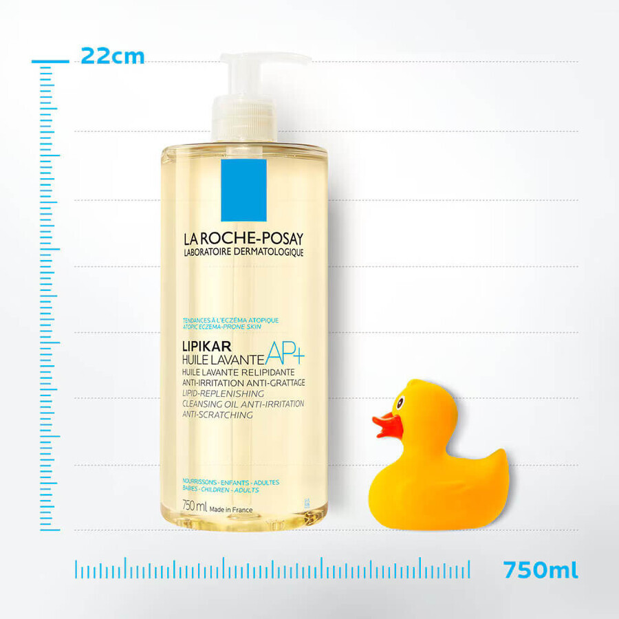 La Roche-Posay Lipikar AP+ huile nettoyante relipidante pour peaux sèches atopiques, 750 ml