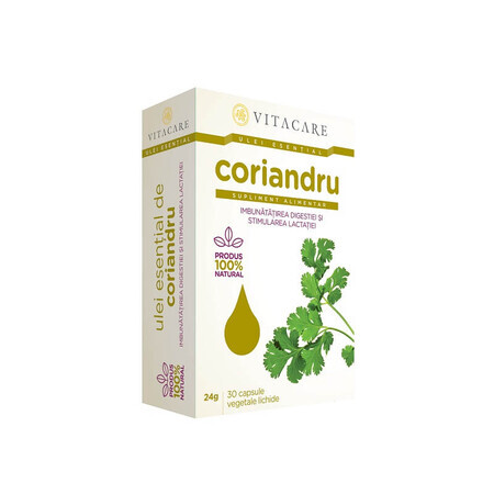 Ulei esențial de Coriandru, 30 capsule, Vitacare