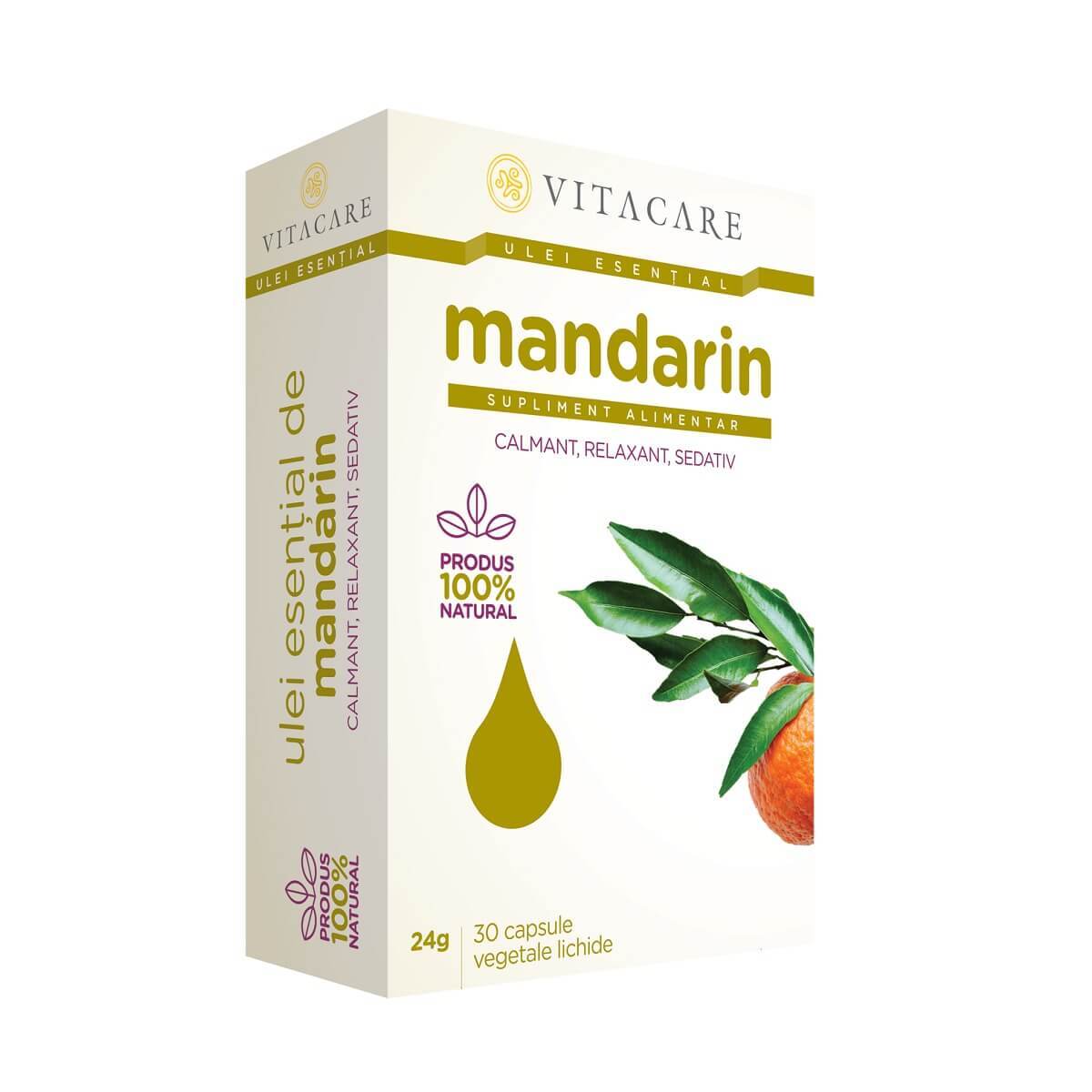 Ulei esențial de Mandarin, 30 capsule, Vitacare Uleiuri esențiale