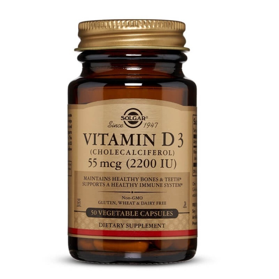 Vitamin D3 2200 UI Colecalciferol 55 mcg, 50 capsule, Solgar recenzii