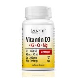 Vitamin D3+K2+Ca+Mg Complex, 30 capsule, Zenyth