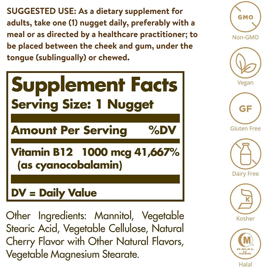 Vitamin B12 1000 mcg, 100 Tabletten, Solgar