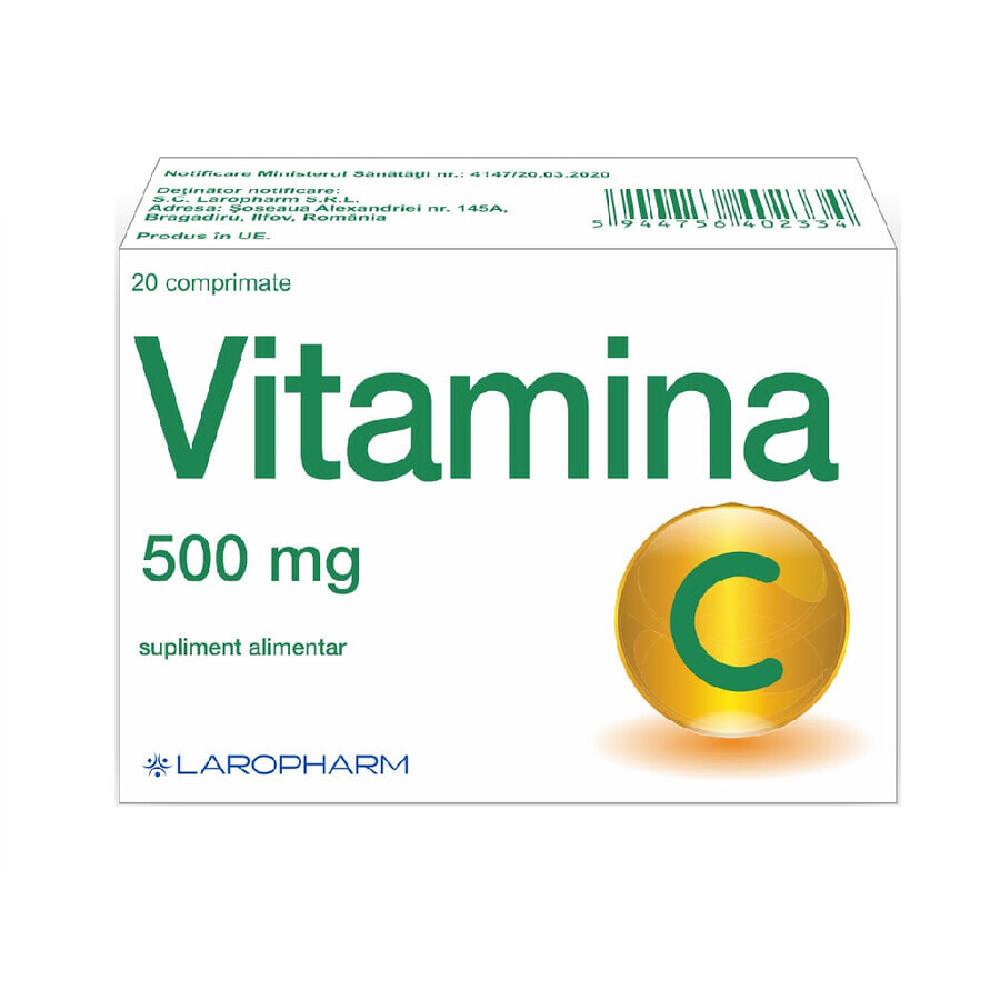 Vitamina C + 500mg, 20 comprimate, Laropharm