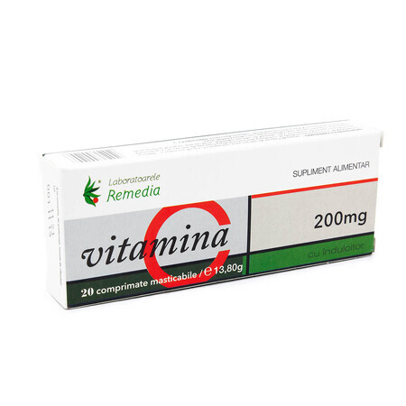 Vitamina C 200mg cu îndulcitor, 20 comprimate, Remedia