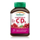 Vitamina C 500 mg + Vitamina D3 500 UI cu aroma de cirese, 75 comprimate masticabile, Jamieson