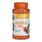 Vitamina C 500 mg cu acerola aroma de căpșuni, 40 comprimate masticabile, Vitaking