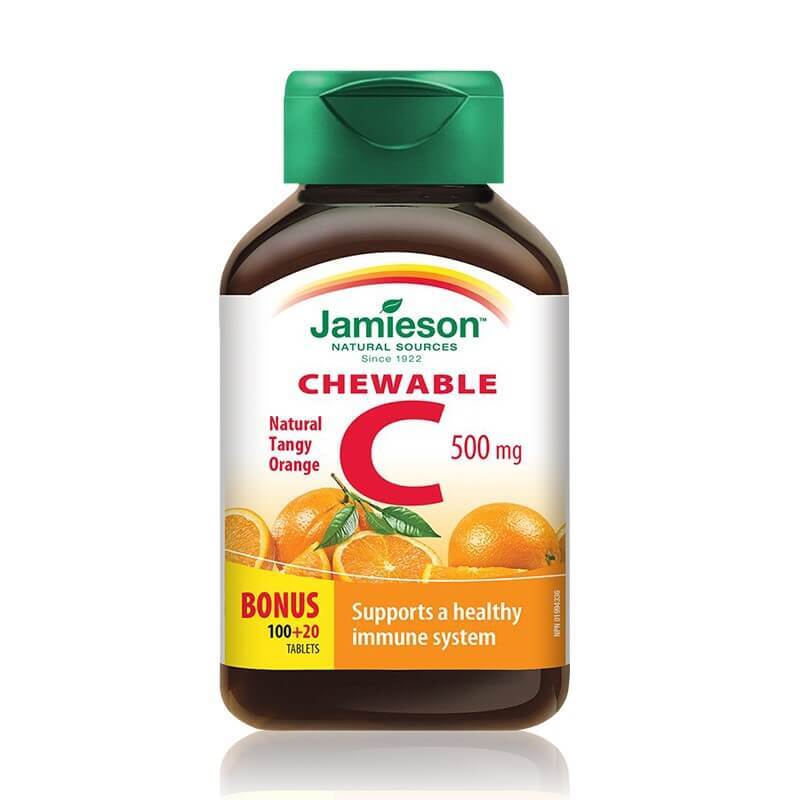 Vitamina C 500mg cu gust de portocale, 100+20 tablete masticabile, Jamieson Vitamine si suplimente