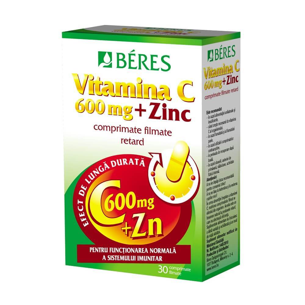 thiossen turbo 600 mg/50 ml pret Vitamina C 600 mg + Zinc 15 mg, 30 comprimate, Beres