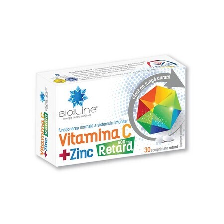 Vitamina C 600 mg cu Zinc Retard, 30 comprimate, Helcor
