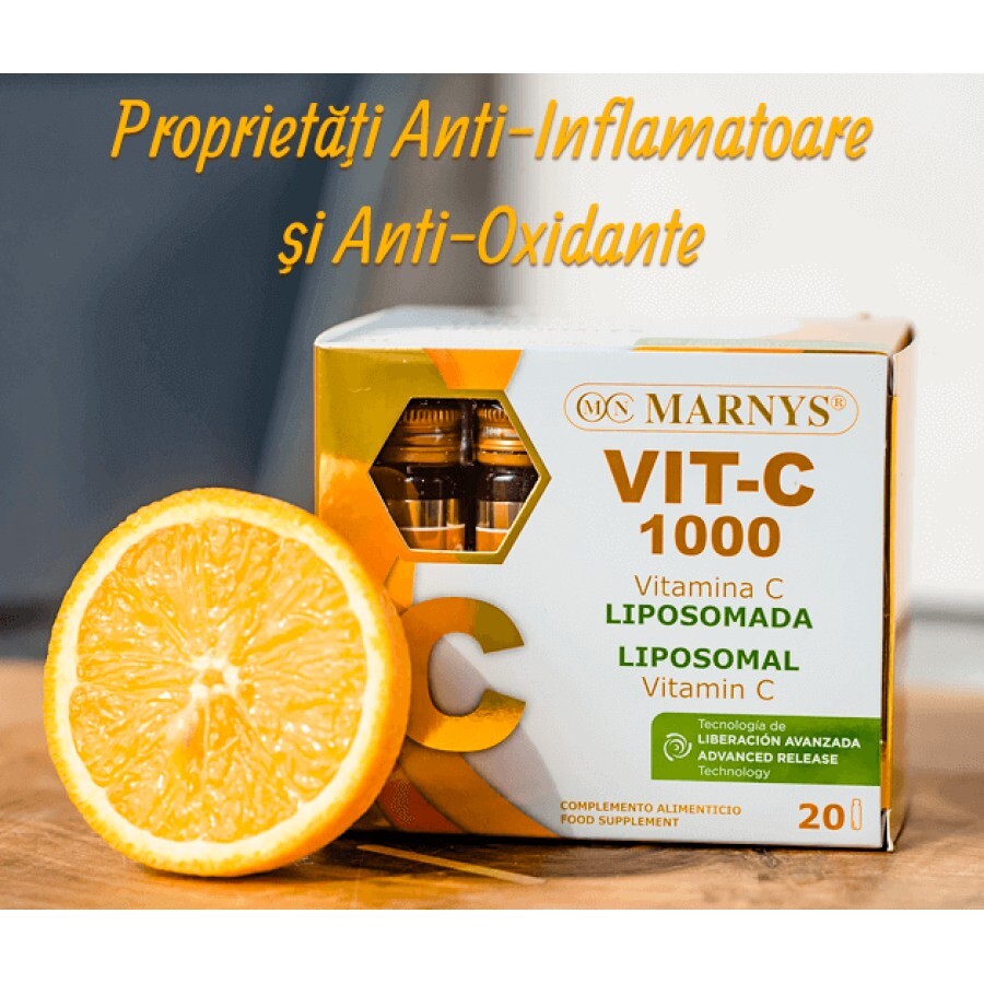 Vitamina C Lipozomală 1000 mg, 20 Fiole, Marnys