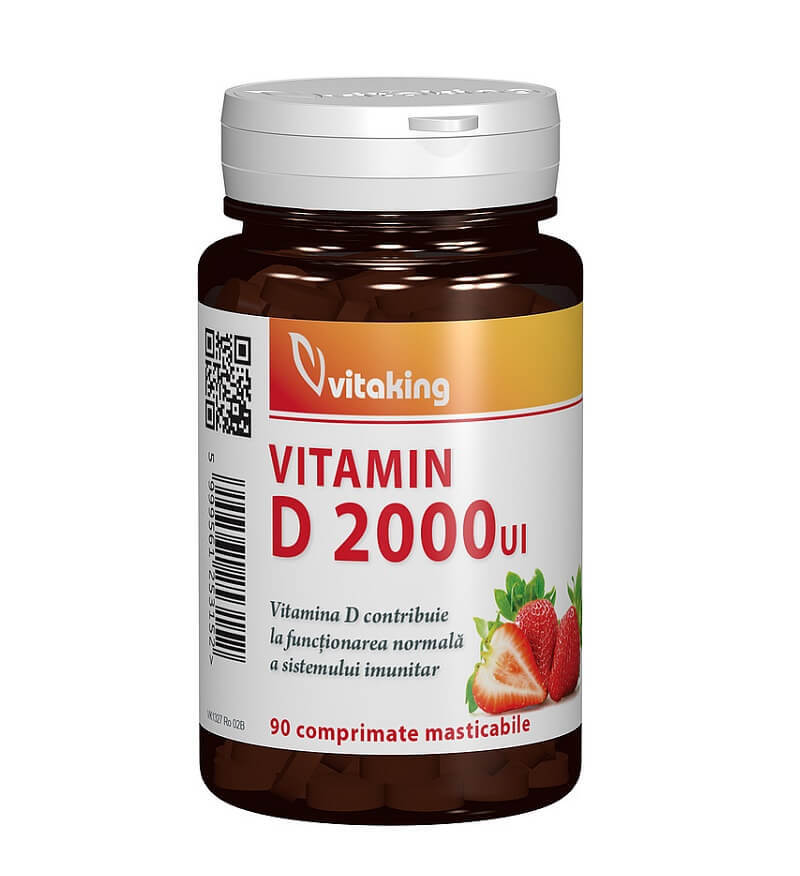 Vitamina D 2000UI masticabilă, 90 comprimate, Vitaking