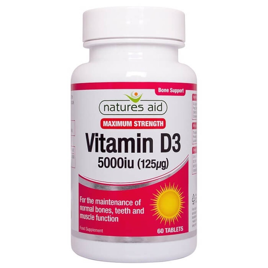 Vitamina D3 5000UI, 60 tablete, Natures Aid