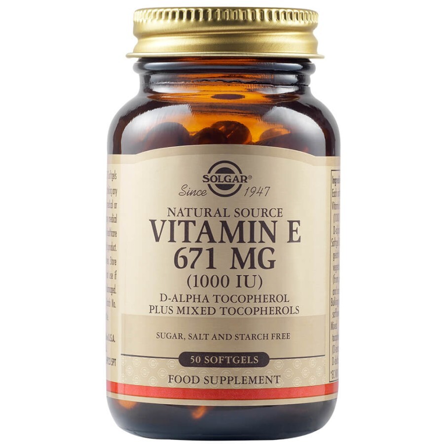 Vitamina E 671 mg 1000 UI, 50 capsule, Solgar recenzii