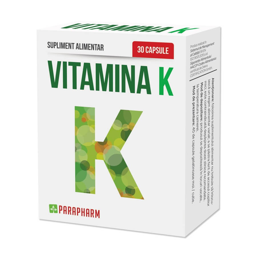 Vitamina K, 30 capsule, Parapharm recenzii