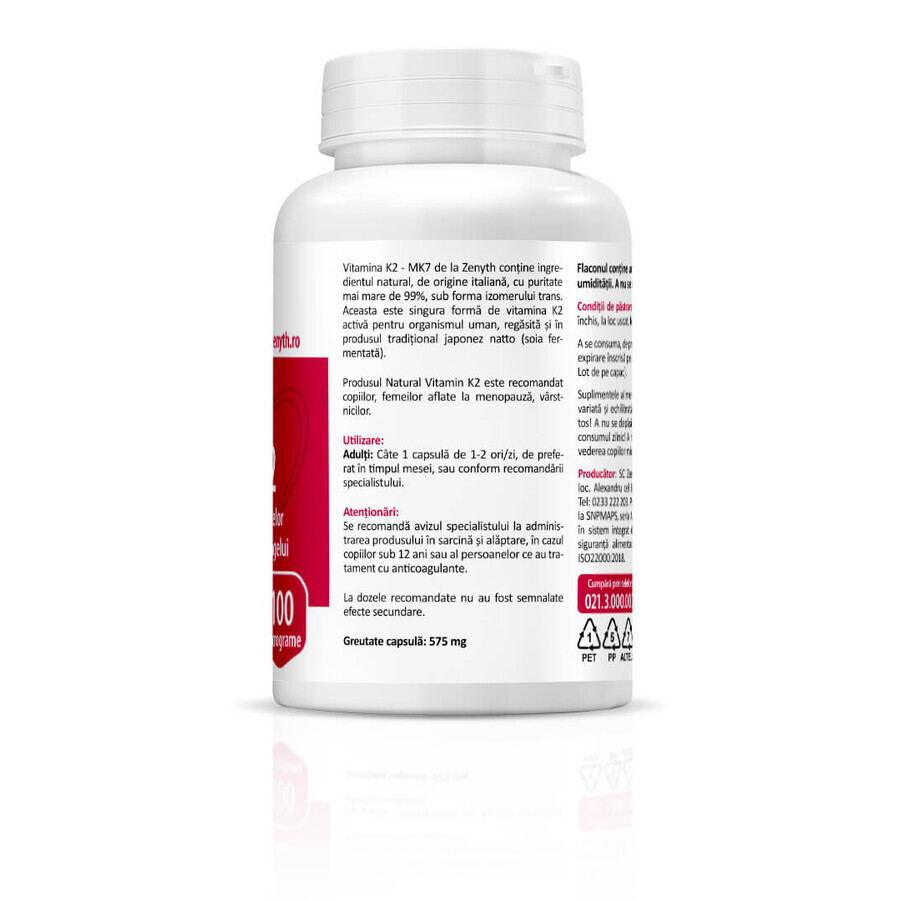 Vitamina K2, 60 + 60 capsule, Zenyth (50% reducere la al doilea produs)