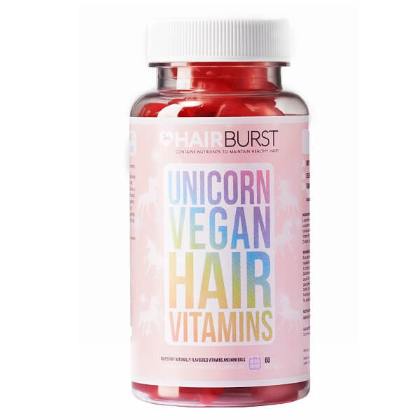 Vitamine vegane masticabile pentru par Unicorn Vegan, 60 jeleuri, HairBurst