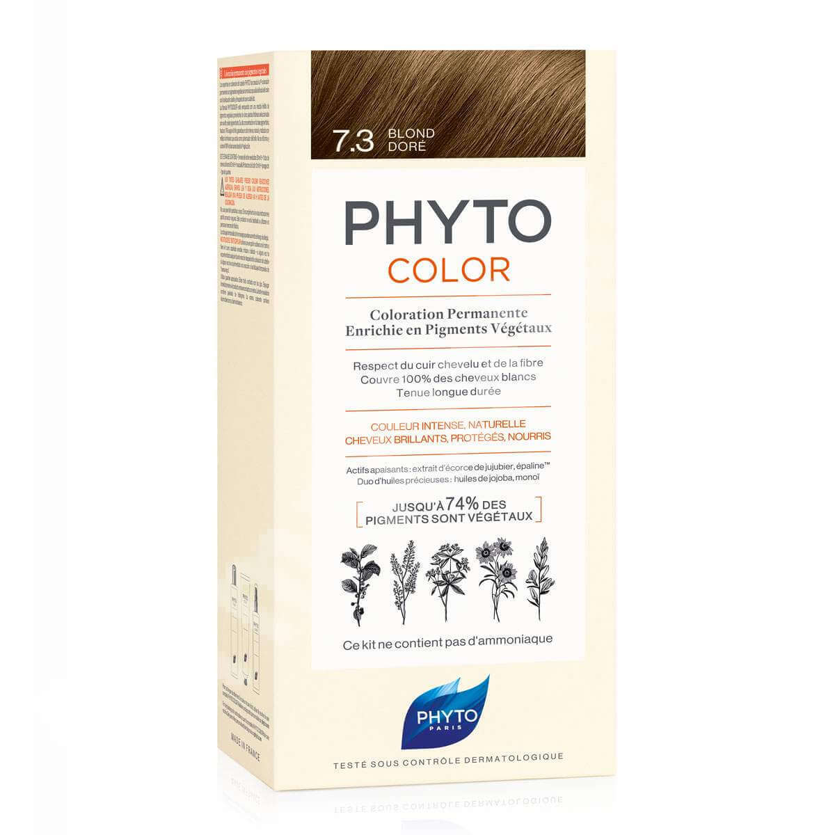 Vopsea permanenta pentru par Phytocolor, Golden Blonde (blond auriu) 7.3, 50 ml, Phyto Frumusete si ingrijire