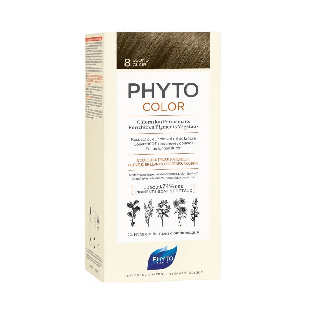 Vopsea permanenta pentru par Phytocolor, Light Golden Blonde (blond deschis) 8, 50 ml, Phyto Frumusete si ingrijire
