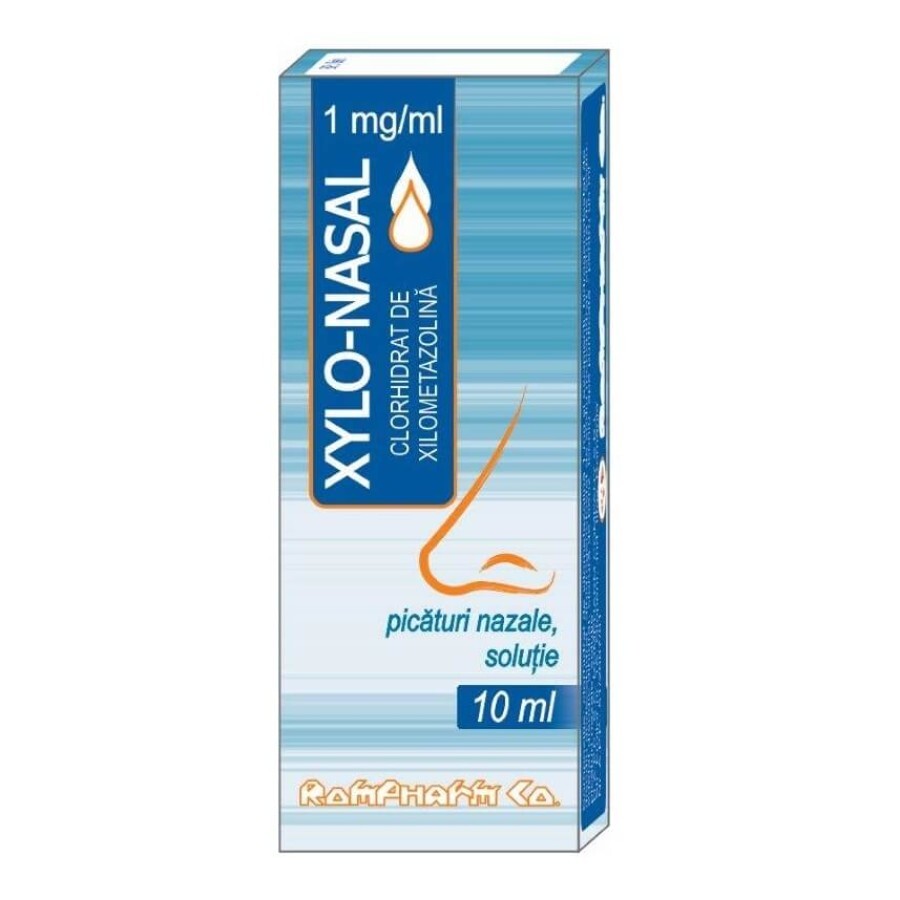 Xylo-nasal 0,1%, picaturi nazale solutie, 10 ml, Rompharm