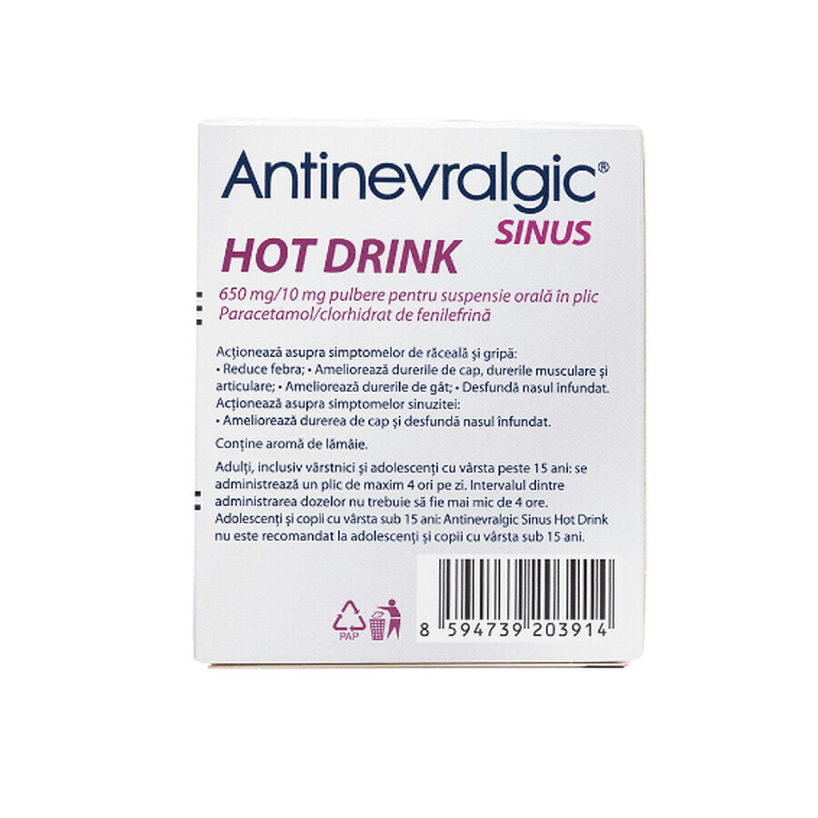 Antinevralgic Sinus Hot Drink, 12 plicuri, Sanofi