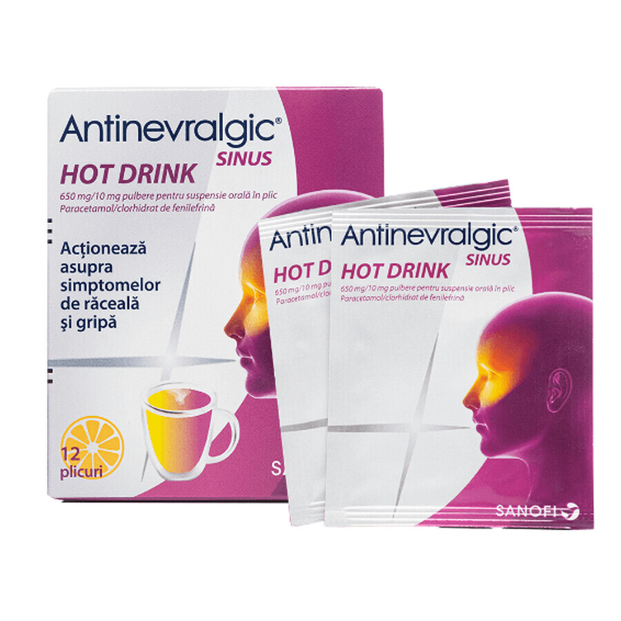 Antinevralgic Sinus Hot Drink, 12 plicuri, Sanofi